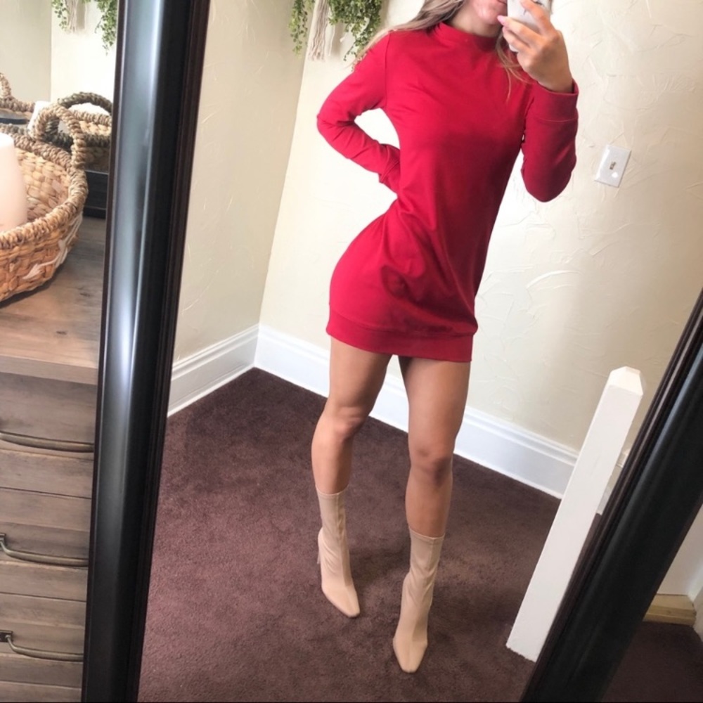 NWOT Red Long Sleeve Mini Dress